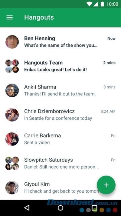 Danh sách bạn bè và nhóm trò chuyện trên Hangouts