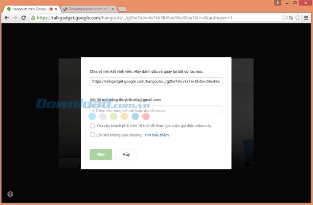 Mời tham gia cuộc gọi video nhóm