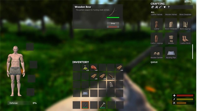 Quản lý cơn đói khát, lượng máu của nhân vật chính