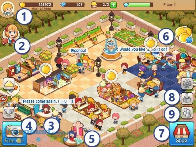 Giao diện màn chơi game Happy Mall Story
