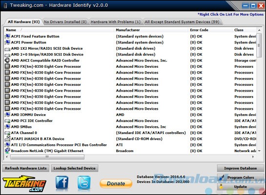 Kết quả quét của Hardware Identify