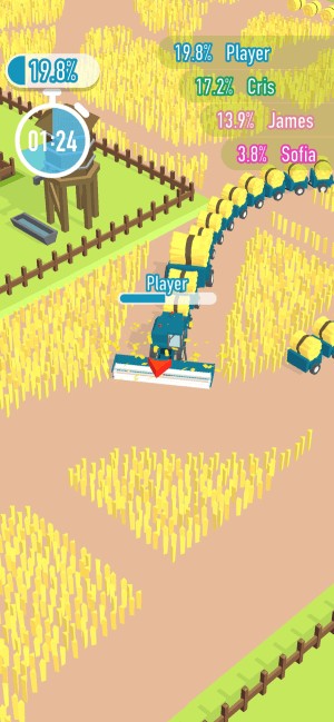 Lái cỗ máy đi thu hoạch nông sản trong game Harvest io