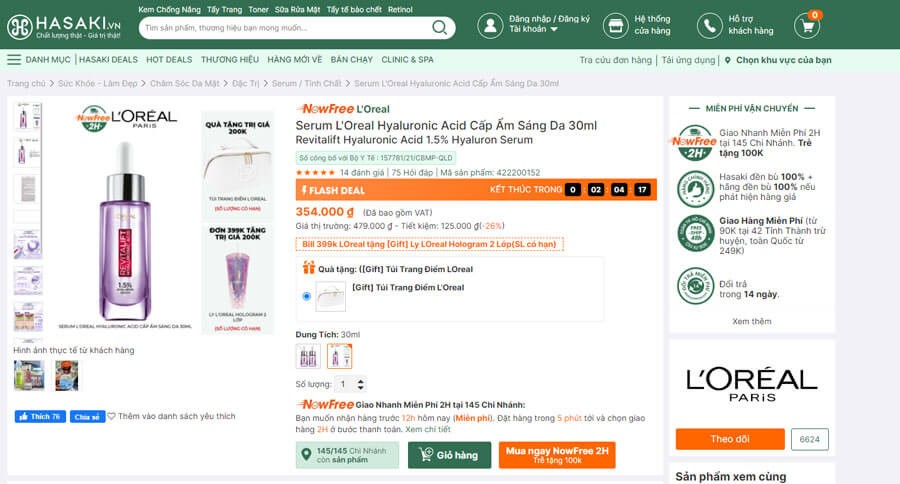 Đặt mua mỹ phẩm chính hãng trên Hasaki.vn