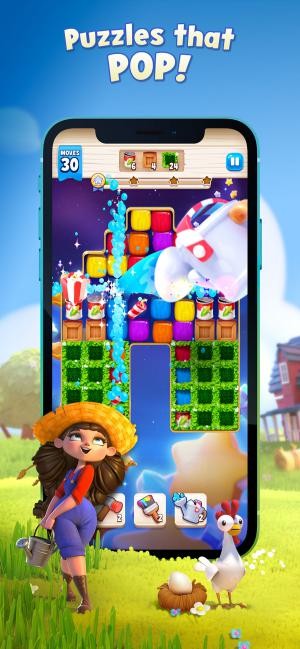 Hay Day Pop là game giải đố match-3 kết hợp xây dựng nông trại