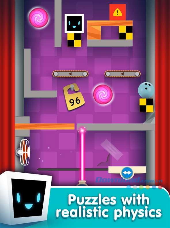 Nguyên tắc vật lý chân thực trong các bài chơi của game trí tuệ miễn phí Heart Box cho máy tính và Windows Phone