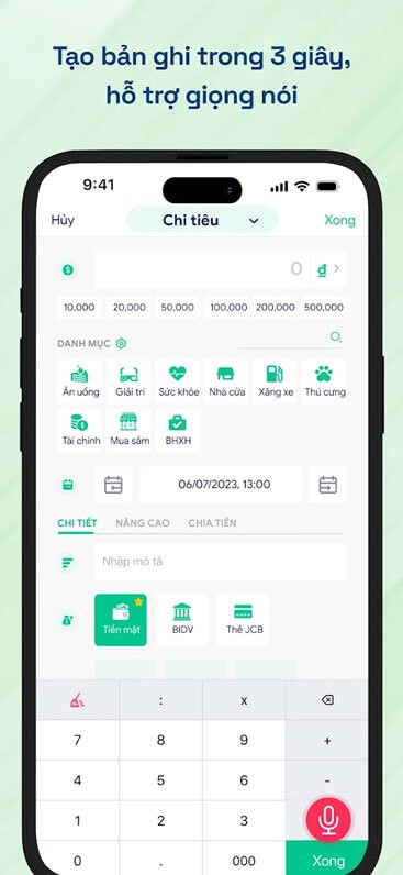 Tạo bản thu chi nhanh chóng