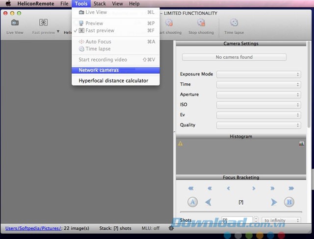 Giao diện phần mềm Helicon Remote cho Mac