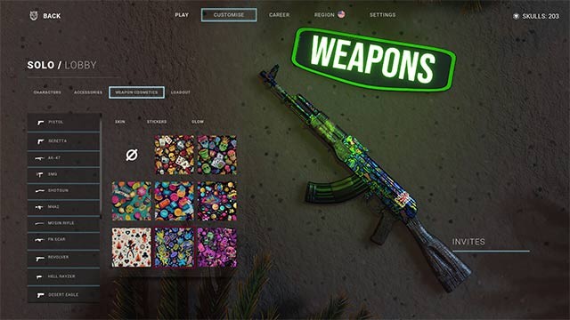 Khám phá kho súng và vũ khí cận chiến phong phú, với khả năng tùy chỉnh mạnh mẽ trong Hellbreach Vegas