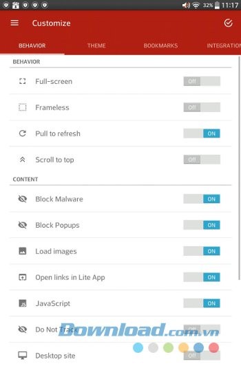 Chỉnh các chức năng theo ý thích