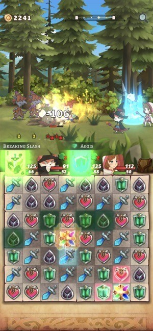 Kết hợp các biểu tượng để anh hùng giải phóng kỹ năng mạnh mẽ