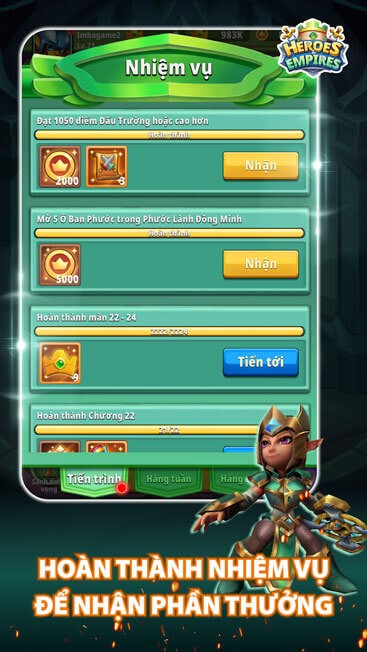 Hoàn thanh nhiệm vụ phần thưởng