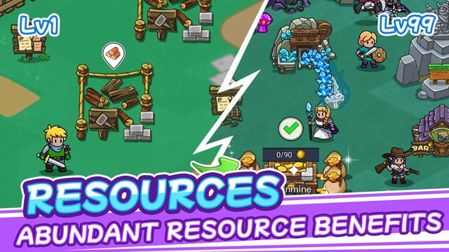 Cho phép người chơi điều khiển đội anh hùng thu thập tài nguyên