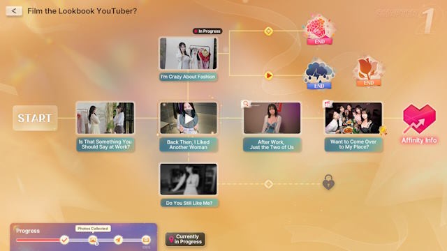 Thu thập Lookbook, mở khóa video bonus và khám phá các route khác