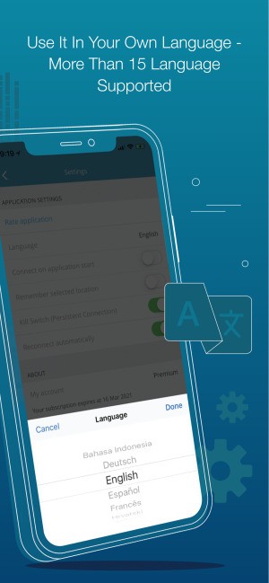 hide.me VPN hỗ trợ nhiều giao diện ngôn ngữ khác nhau