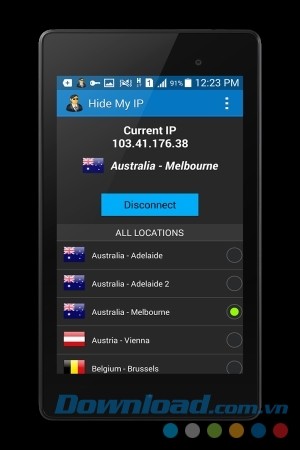 Hide My IP cho Android hỗ trợ đa quốc gia