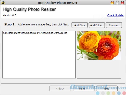 Chọn ảnh cần thay đổi kích thước