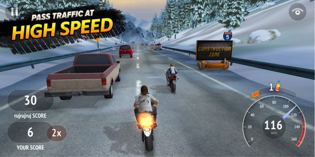 Lái moto trên các con đường đông đúc với tốc độ cao trong game Highway Rider