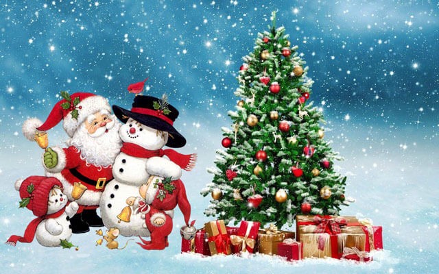 Hình nền cây thông Noel, ông già Tuyết, ông già Noel