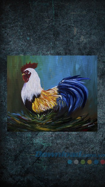 Tranh Gà sơn dầu cho điện thoại