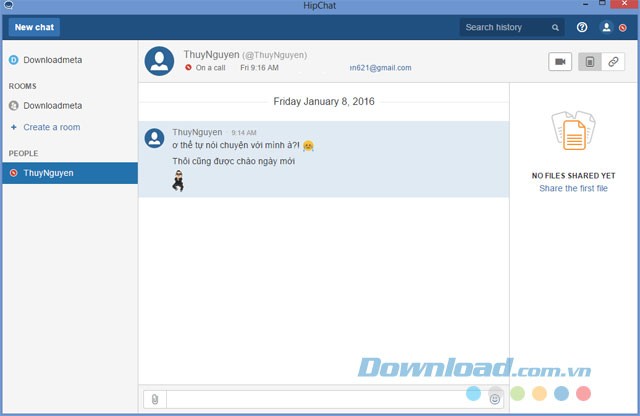 Giao diện chat đôi của Hipchat