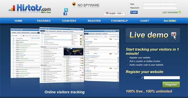 Histats là công cụ đếm, phân tích và theo dõi traffic miễn phí