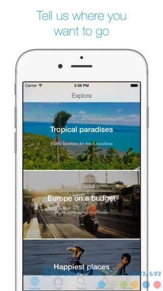 Chọn điểm đến yêu thích