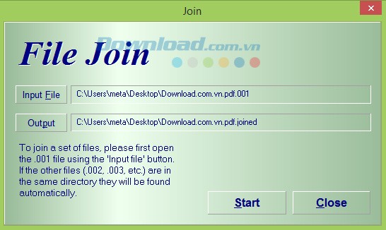 Nối file với HJ-Split