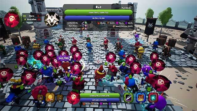 Xây dựng và bảo vệ căn cứ guild của bạn trong các trận chiến bang hội đông đảo và căng thẳng trong game Hmph! Hmph! Yowai