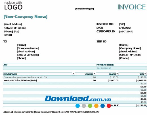 Hóa đơn phụ trách tài chính