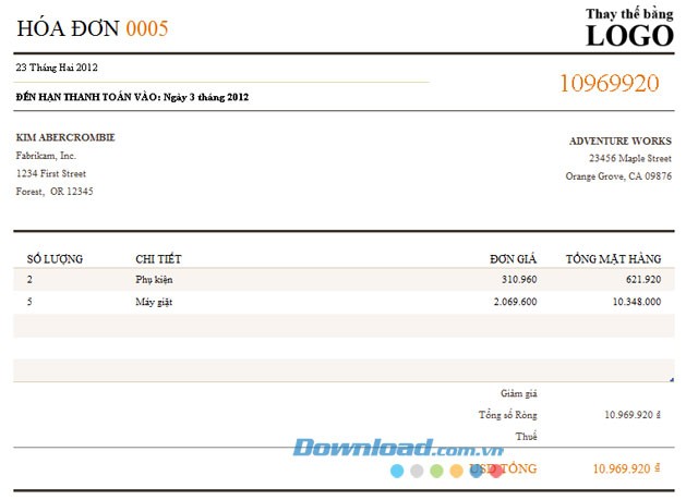 Hóa đơn thanh toán