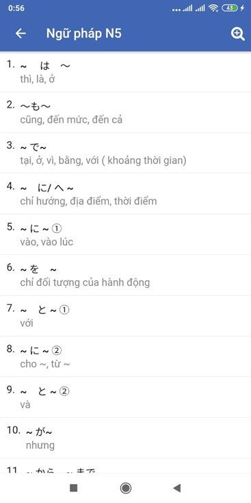Hệ thống ngữ pháp N5