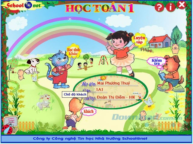 Giao diện chính của Học Toán 1