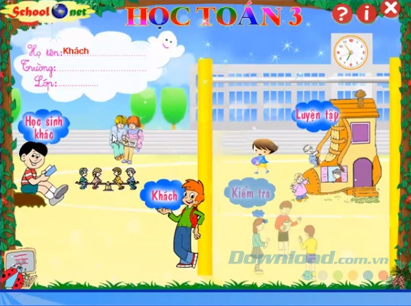 Giao diện chính Học Toán 3