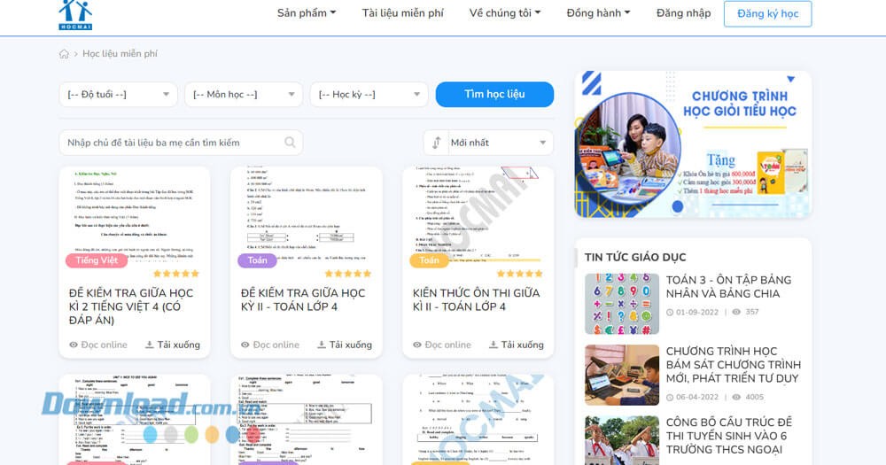 Kho tài liệu miễn phí trên HOCMAI Tiểu Học