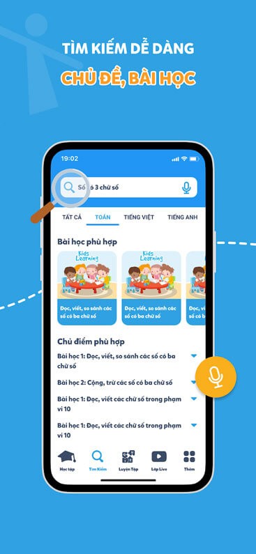 Tìm kiếm chủ đề, bài học dễ dàng