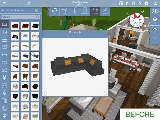 Giao diện cũ của Home Design 3D