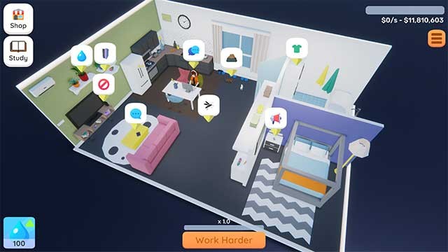 Giups Ayame không bị phân tâm và tập trung làm việc trong Home Office Simulator