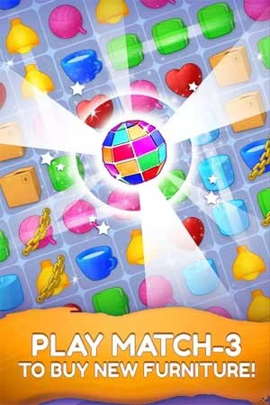 Chơi các game match 3 để kiếm tiền mua đồ nội thất mới