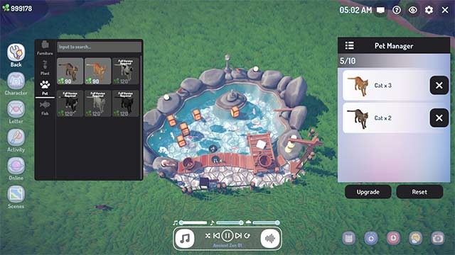 Nuôi mèo, nuôi cá Koi... và rất nhiều hoạt động khác thông qua mini-game nhàn rỗi