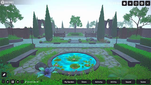 Lựa chọn hình nền và cảnh quan cài đặt sẵn hoặc sáng tạo khu vườn của riêng mình