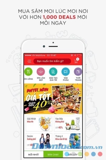 Mua sắm mọi lúc mọi nơi với 1,000 deal mới mỗi ngày