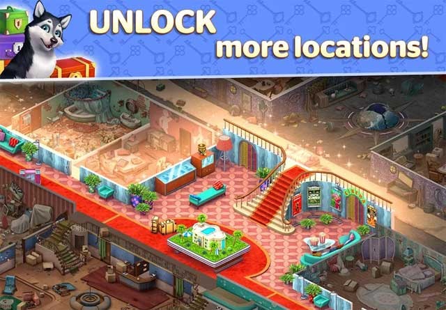 Mở khóa thêm nhiều địa điểm mới trong game Hotel Blast Android