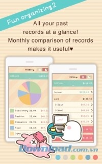 So sánh chi tiêu hàng tháng trên Household Account Book cho Android