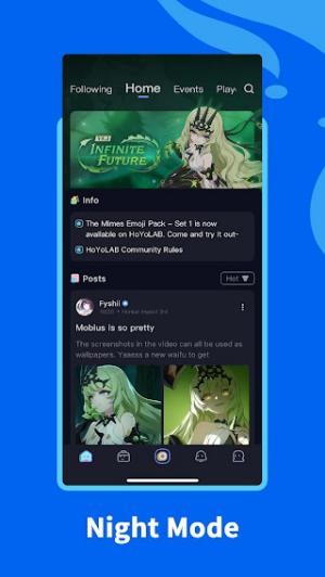 HoYoLAB có chế độ ban đêm