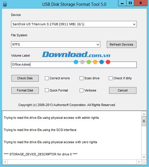 HP USB Disk Storage Format Tool trên Windows