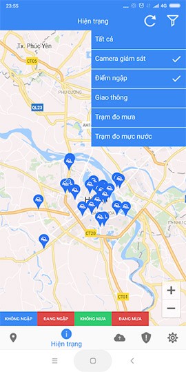 Ứng dụng xem điểm ngập trên điện thoại