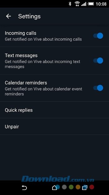 Các thiết lập của HTC Vive