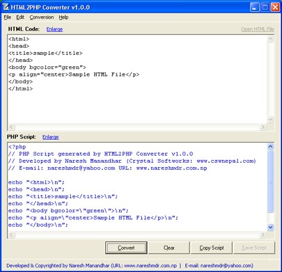 HTML2PHP Converter