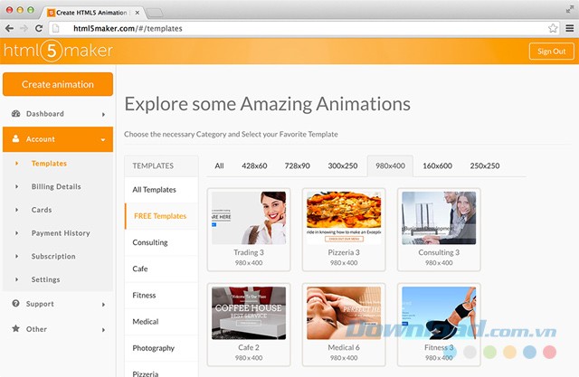 Sử dụng hiệu ứng trong ứng dụng web Html5maker
