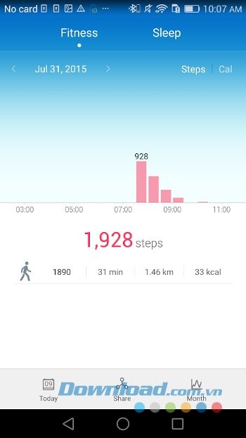 Xem biểu đồ về lịch sử tập luyện với Huawei Wear